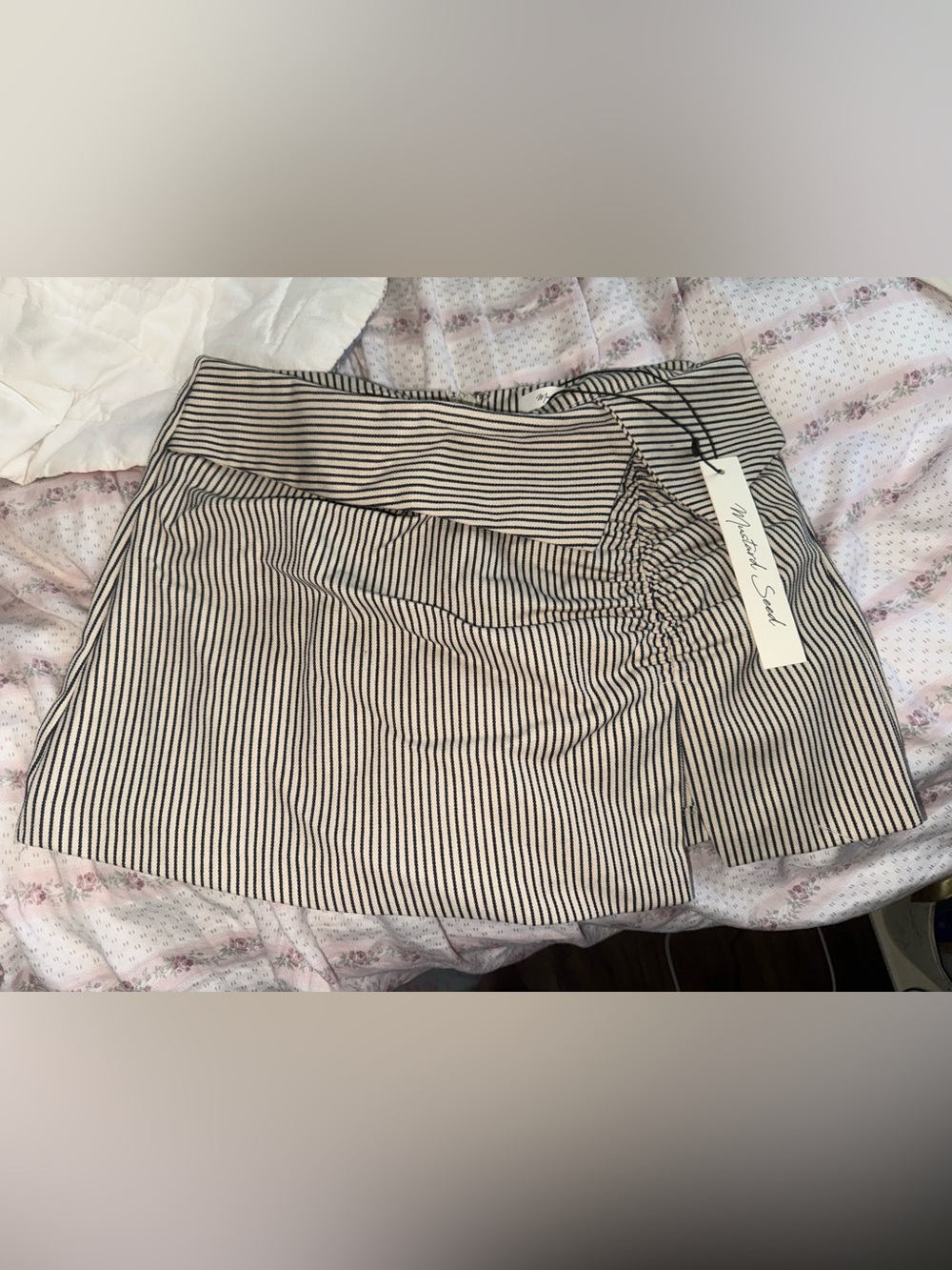 Mustard Seed Black and Cream Striped Mini Skirt